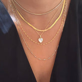 Vera Heart Mother of Pearl Bezel Necklace
